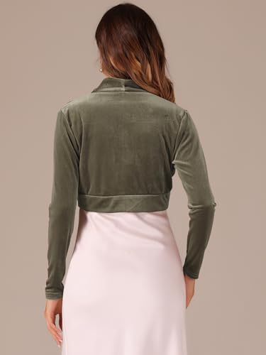 Image of Allegra K Women's Long Sleeve Velvet Shrug Cocktail Party Open Front Cropped Bolero Cardigan Top