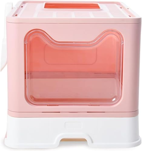 大型猫用トイレボックス、取り外し可能、かわいい、折りたたみ式、猫砂が飛び散らない、上から取り出せる、旅行や移動に便利、ポータブル、引き出し式、密閉式、消臭 (C)
