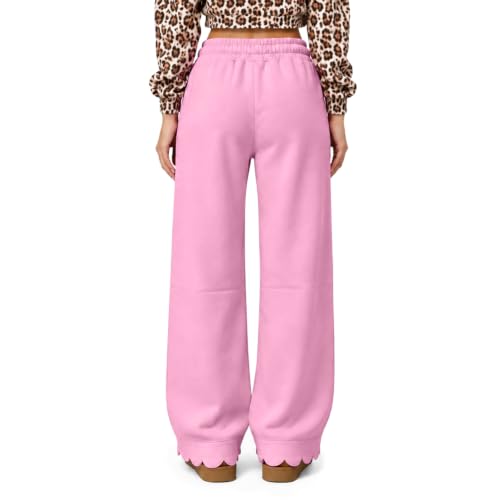 Womens Wide Leg Sweatpants Baggy Scalloped Hem Barrel Sweatpants Pants - image 8