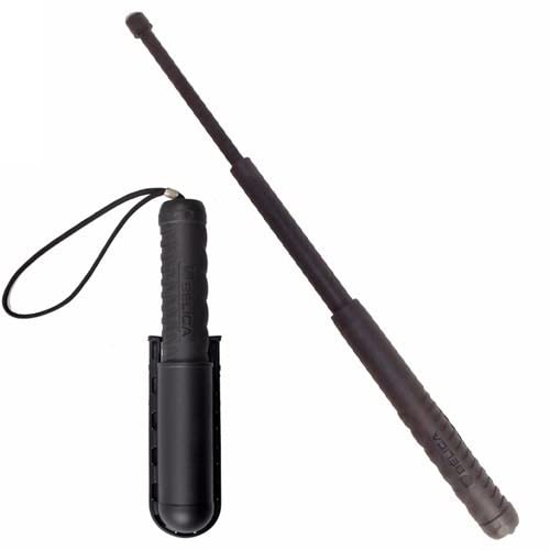 BASTÃO RETRÁTIL COM PORTA BASTÃO DE POLÍMERO BÉLICA Cor:Preto