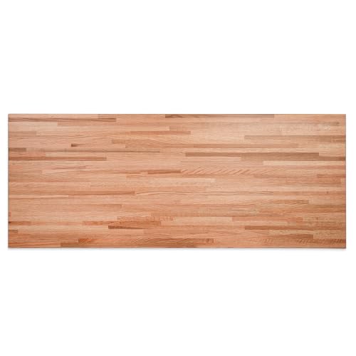 Image of CONSDAN Butcher Block Counter Top, USA Grown Oak Solid Hardwood Countertop, Wood Slabs for Kitchen, Reversible, Both Side Polished, Prefinished with Food-safe Oil, 1.5 inch Thickness, 84 inch L x 25 inch W