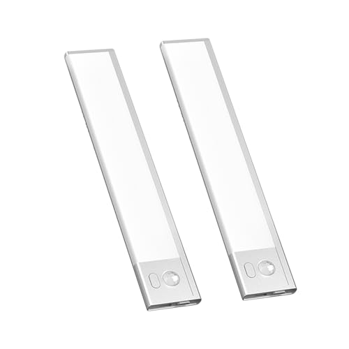 Image of 2 Pack Under Cabinet Lighting, 3 Colors & Dimmable Motion Sensor Light Indoor, 900mAh Rechargeable Under Cabinet Lighting Magnetic for Kitchen, Stairs, Closets, Silver(Aluminum Alloy+ABS +PC)