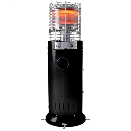 REALGLOW Bullet Gas Patio Heater 13kW – Table Floor, Black Finish, Easy Ignition, Commercial Outdoor Heater for Garden & Patio Heating