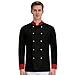 Mens Double-Breasted Chef Coat Classic Stand Collar Tailored Long Sleeve Chef Jacket Professional Kitchen Apparel（3-Black,Large