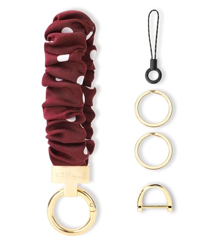 Image of WEESMILE Scrunchie Keychain Wristlet for Car Key Chain with D Key Ring