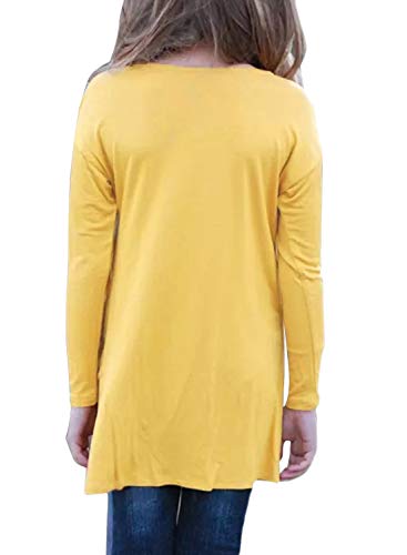 Image of Ecokauer Girls Casual Tunic Tops Knot Front Long Sleeve Loose Soft Blouse T-Shirt Size 4-13