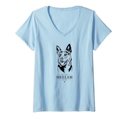 Womens Proud Blue Heeler Mom Funny Dogs Owners Cattle Dog V-Neck T-Shirt