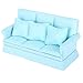Yatar Domek dla lalek, domek dla lalek sofa z poduszkami, wygodna przenośna miniatura trwała 1:12 (Lake Blue)