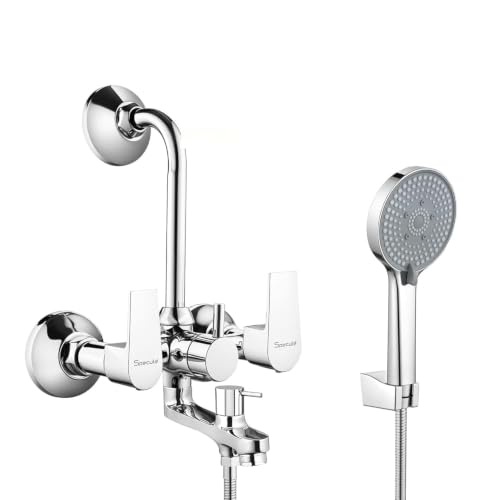 Image of Nyra 3 In 1 Wall Mixer with Hand Shower 1.5 Meter Hose | Multi Flow Handshower Set | Chrome Finish Premium Bathroom Shower Set | Wall Mixture