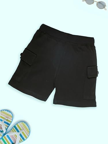 Image of KiddoPanti Boys 100% Cotton Knitted Above Knee Length Basic Cargo Shorts