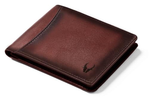 Image of WildHorn Leather Wallet For Men I 9 Card Slots I 2 Currency & 2 Secret Compartments I 1 Zipper & 3 Id Card Slots (Crackle), Brown