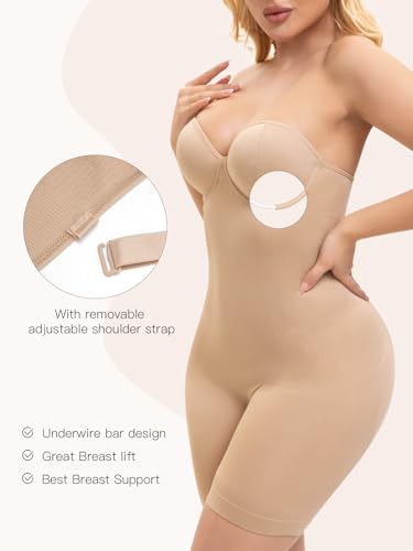 Slimers Strapless Shapewear Bodysuit For Woman: Seamless Body Shaper Built In Bar - Tummy Control Butt Lifter Shapewear3