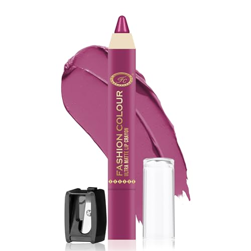 Image of FASHION COLOUR Ultra Matte Lip Crayons With Free Sharpener | Smudge Proof And Waterproof | For Hydration And Moisturization | Long Lasting Lipwear with Matte Finish, Cruelty-free and Paraben-free - 2.5 gm(Sparkle Rose)