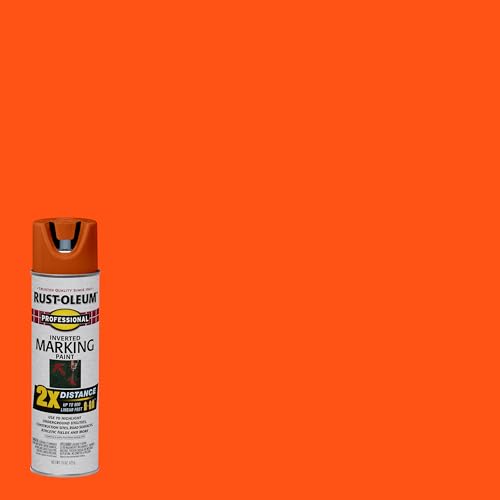 Image of Rust-Oleum 266590 Professional 2X Distance Inverted Marking Spray Paint, 15 oz, Fluorescent Red-Orange