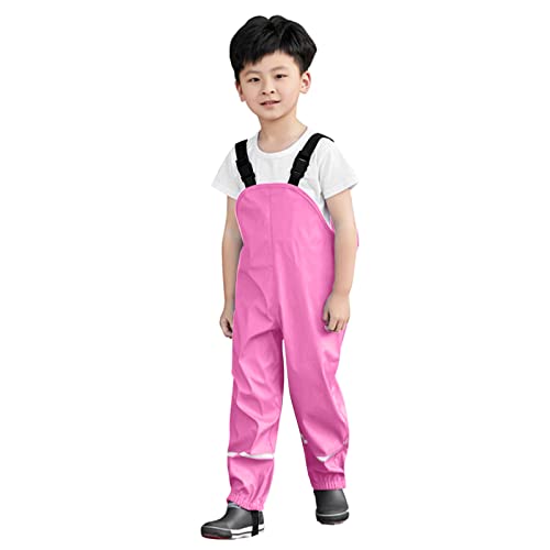 Kids Girls Boys Water-Proof Suspender Rain Pants Lightweight Windproof Rain Bib Muddy Overalls Unisex Rain Wear4