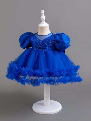 Image of Niren Enterprise Rollar Frock net Embroidery Work Ruffle Patterned Flared Short Sleeve Girl Frock, Pack of 1