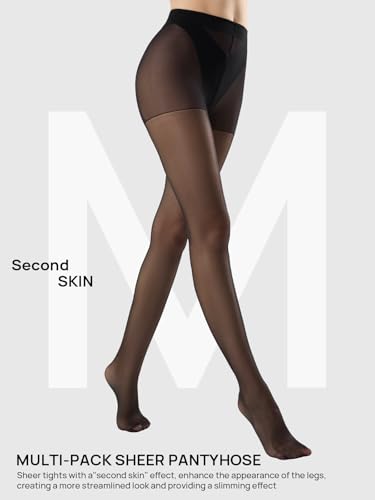 MANZI Pantyhose for Women Nylon Sheer Tights Under Dress 20D 6 Pairs2