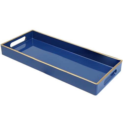 Leemxiiny Blue Bathroom Vanity Tray for Countertop, Small Plastic Toilet