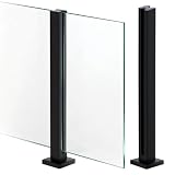 Palo per Balaustra in Vetro Nero - 100cm per Ringhiere in Vetro Topless per Terrazzo, Gradini, Balcone, Piscina, Giardino, Scale Sel Patio - In Acciaio Inossidabile
