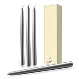 Pickood 10-Inch Tall Dripless Taper Candles Set of 4 - Silver Tapered Candles, Perfect for Wedding,Christmas - Smokeless, Unscented, Long Burning - Hand Poured, Colored Tall Candlesticks - Plata