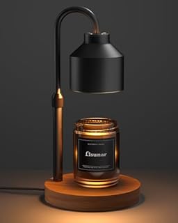 LISUNAR Electric Candle Warmer Lamp Black, Candle Lamp Warmer with Timer, Wax Warmer Lamp for Jar Candles, Adjustable Height Candle Light Warmer with 2 Bulbs