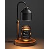 LISUNAR Electric Candle Warmer Lamp Black, Candle Lamp Warmer with Timer, Wax Warmer Lamp for Jar Candles, Adjustable Height Candle Light Warmer with 2 Bulbs