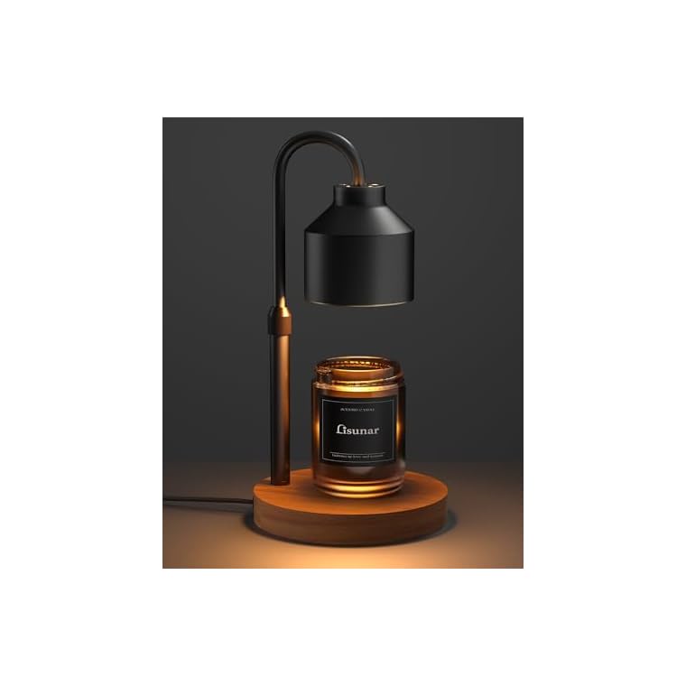 Electric Candle Warmer Lamp Black, Candle Lamp Warmer with Timer, Wax Warmer Lamp Candle Warmer for Jar Candles, Adjustable Height Candle Light Warmer with 2 Bulbs