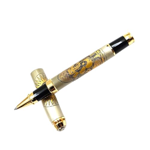 Image of Lord Ganesh Etched Pen - Premium Brass Roller Pen with Divine Engraving & Gold Finish Accents