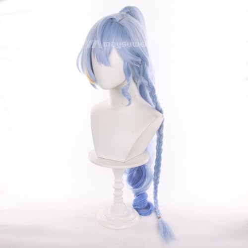 Image of Anime Game Cosplay Wig Light Blue Gradient Long Hair with Bradis