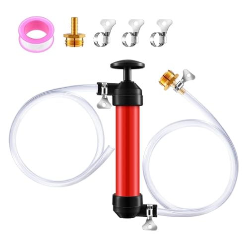 Buhdjfnke Bomba de Transferencia de Aceite y Gasolina para Autocaravanas, Kit de Bomba Manual de Sifón con Dos Mangueras de PVC Transparente de 1 Metro.
