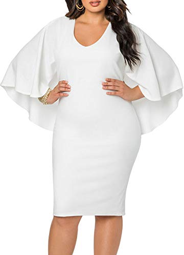 KKmoon Moda feminina Plus Size capa vestido drapeado capa sólida Bodycon Party lápis vestido