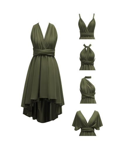 Image of Women's Short Convertible Dress with Bandeau High Low Infinity Bridesmaid Dresses Multi-Way Transformer Formal Dress