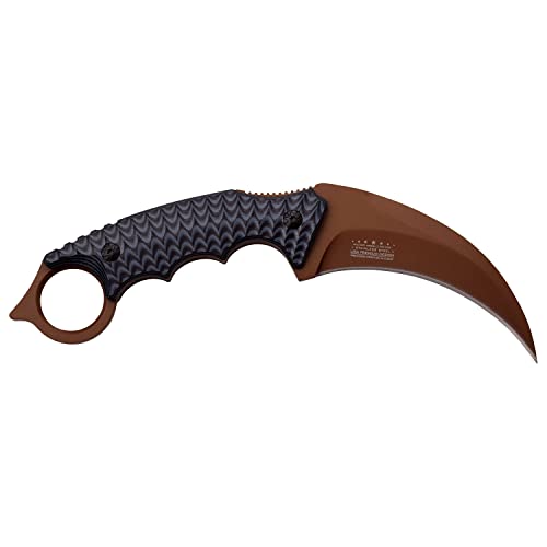 MTech USA Xtreme MX-8140BT Fixed Blade Knife, Brown Hook Blade, Black Handle, 9.25-Inch Overall