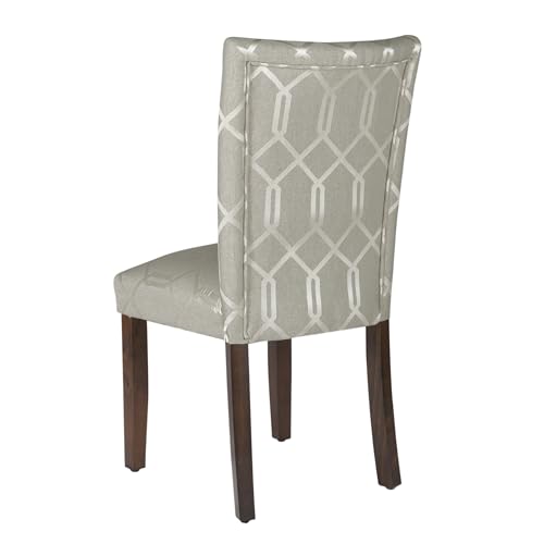 Image of HomePop Parsons Dining Chair - Pewter Gray Cream Lattice (Set of 2)