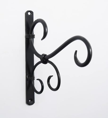 Image of Metal Plant Hanger Hook Bracket for Wall Hanging - Golden Iron Decorative Hanging Hook for Planters, Bird Feeders, Lanterns, Wind Chimes (Pack of 1, Black)