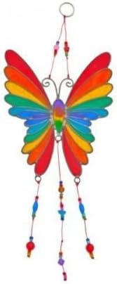 Rainbow Butterfly Stained Glass Effect Suncatcher - Beautiful Window Hanging Gift - Home Decoration