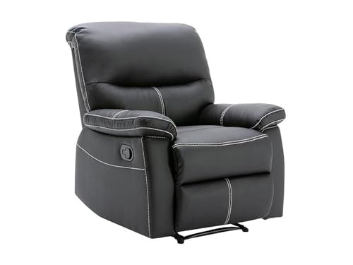 Vente-unique - Fauteuil Relax en Simili Noir Canby