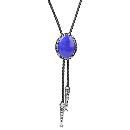 Image of Turquoise Agate Granite BOLO Tie for Men Women Leather Wedding Necklace Western Cowboy Necktie