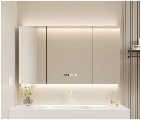 Wall Mounted Bathroom Mirror Cabinet - Stylish Storage Solution for Home, Apartment & Hotel (110x70cm/43.3x27.5in) - Space-Saving Design with Reflective Surface