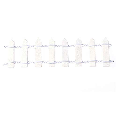 HEALLILY Miniature Fée Jardin Bois Piquet de Clôture Mini Ornement Micro-Paysage Accessoire Pots de Plantes Bonsaï Bricolage Décoration Artisanale (Blanc)