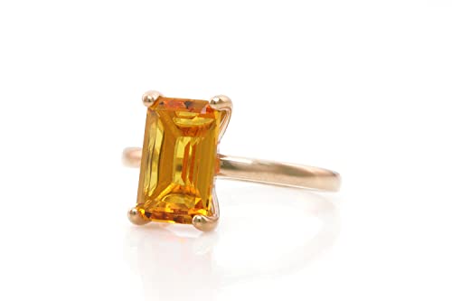 Bague de pierre de naissance citrine et or rose 14k, création de mode faite main