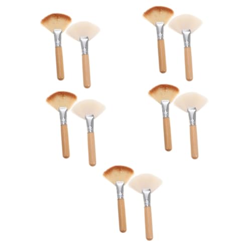 FOMIYES 10 Pcs loose powder brush makeup brush lash makeup fluffy makeup face makeup face highlighter long handle makeup brush facial Wood
