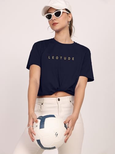 Image of LEOTUDE Half Sleeve Regular Fit Tshirt for Women, Round Neck Half Sleeves Printed Relex Fit Tshirt Tops for Women