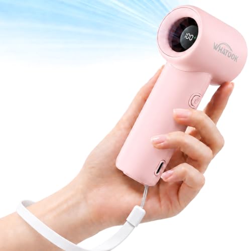 WHATOOK Portable Handheld Fan, High Speed Turbo Mini Fan with 5 Speeds...