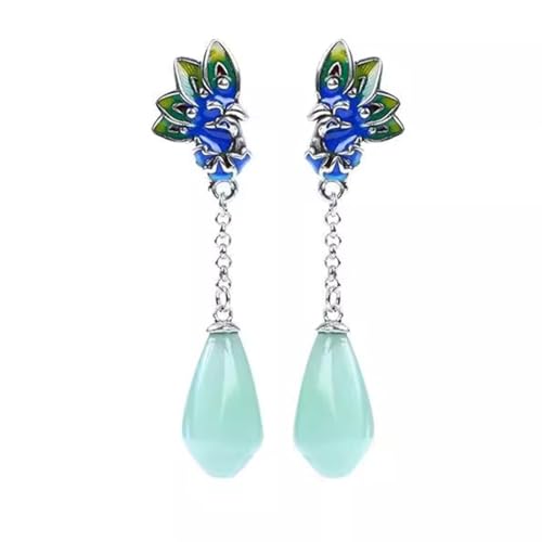Boucles d'oreilles chinoises rétro en émail fait main artisanat d'art