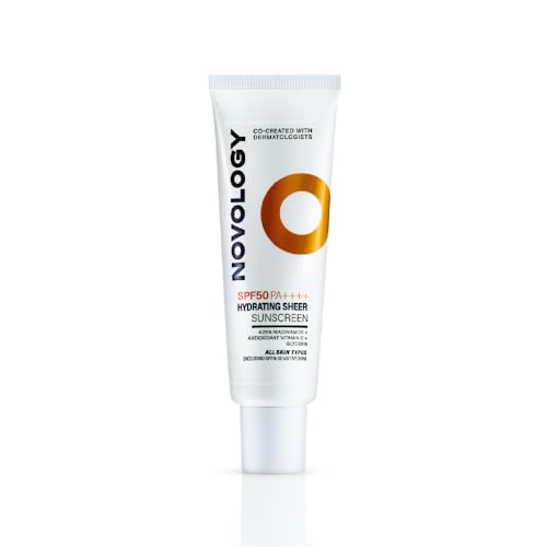 Image of Novology SPF 50 PA++++ Hydrating Sheer Sunscreen With 4.5% Niacinamide for Dry Skin| No White Cast, Non Sticky | 50 g