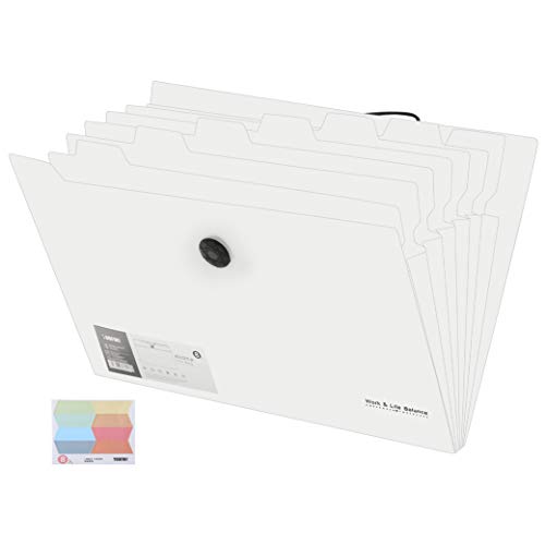Carpeta de Acordeon A4,Carpeta Organizadora Documentos,Organizador Documentos para A4 con 8 Compartimientos,A4 Clasificadores para Escolares/Oficina/Casa(Blanco)