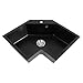 JIAOYINZI 26.7-Inch Black Undermount Corner Kitchen Sink,Irregular Quartz Single Bowl with Sink Strainer and Drainpipe for Kitchen Restaurants, Bars