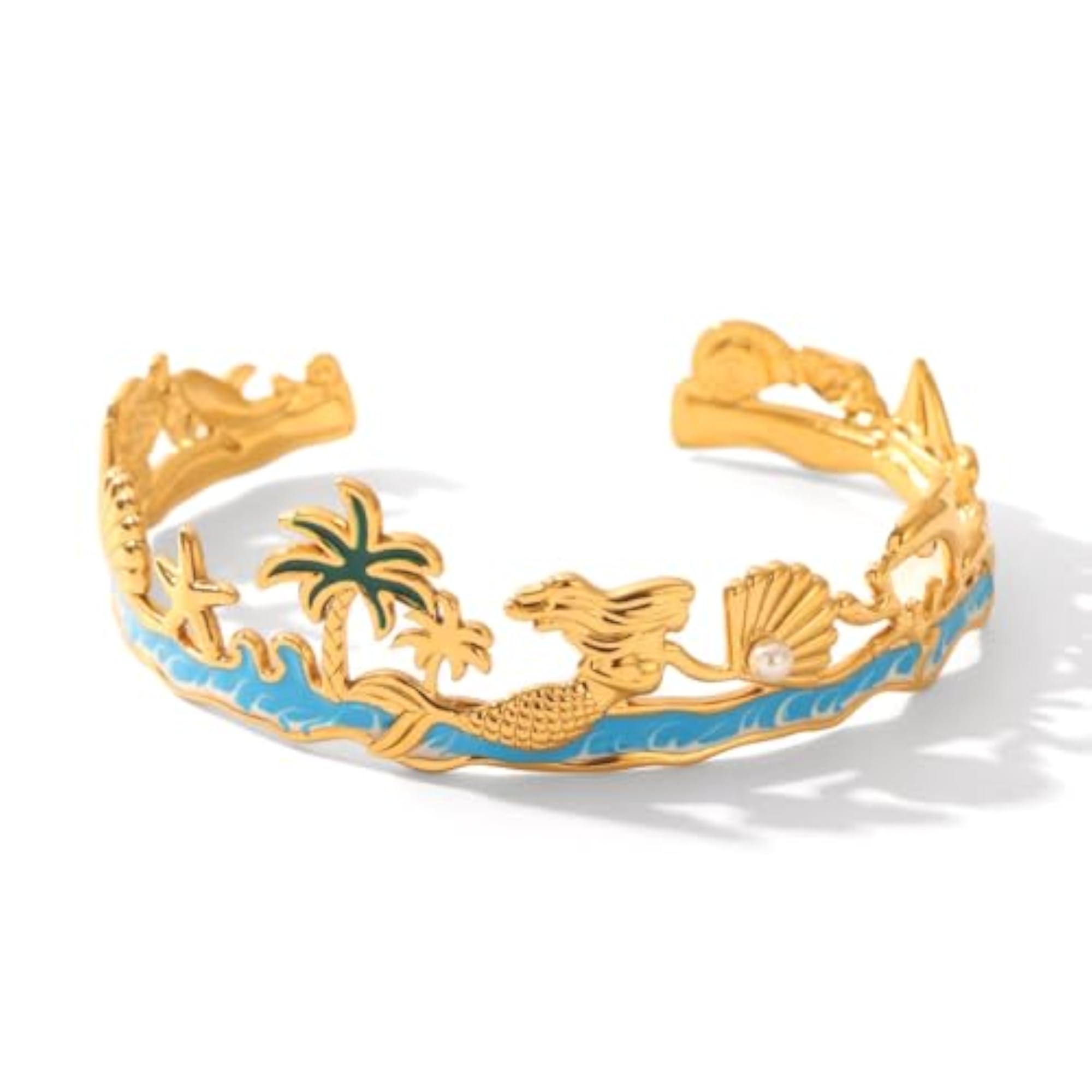 Women's 18K Gold Plated Openable Beach Bracelet, Waterproof