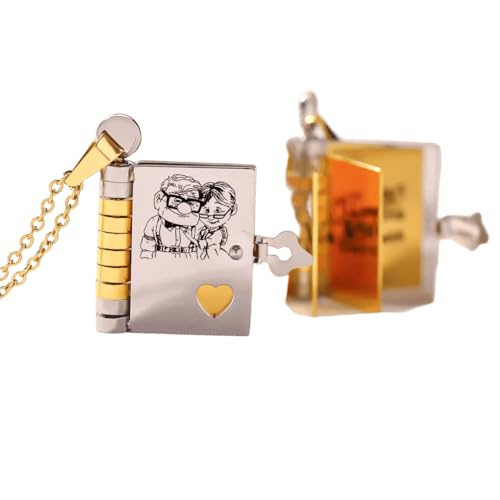 For Wife-Own a Book Necklace, I Love You Books Necklaces,To My Love Book Necklace for Wife,with 7 Pages of Engraved Information, Gift To My Soulmate Engraved Necklace (Silver)